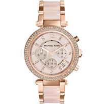 Michael Kors MK5896 Parker Chronograph Moterų laikrodis rožinis auksinis 38 rožinio aukso spalvos
