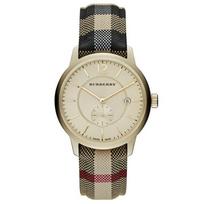 Burberry BU10001 čekis, audiniu dengtas odinis unisex laikrodis 40 įvairiaspalvis
