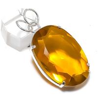 Natural Citrine Gemstone Handmade 925 Sterling Silver Jewelry Pendant 2.09  e3Q49