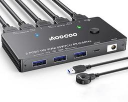 KVM jungiklis 2 kompiuteriai 1 monitorius 8K@60Hz/4K@120Hz HDMI KVM jungikliai Laidinis nuotolinio valdymo pultas Maitinimo šaltinis ir USB 3.0 kabelis