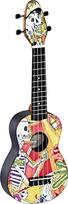 Ortega Guitars Keiki K2 Soprano ukulelės spalvingas pradinis rinkinys, įskaitant derintuvą, dirželį, 5 vidutinio dydžio kirtiklius ir virvelinį krepšį El Muerto (K2-EM)