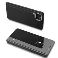 Clear View dėklas cover Samsung Galaxy A22 4G dėklas telefonui juodos spalvos