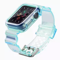 Silikoninė apyrankė Bracelet Case Strap Light Set for Apple Watch 44mm – mėlynos spalvos
