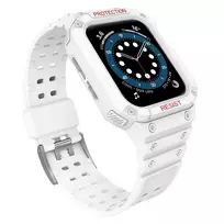 Protect apyrankė with Case for Apple Watch 9 / 8 / 7 / 6 / 5 / 4 / 3 / 2 / SE / SE2 (41 / 40 / 38mm) Case Armored Cover for Watch baltos spalvos