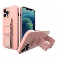 Rope dėklas Silikoninis Lanyard Cover Purse Lanyard Strap Xiaomi Poco M4 Pro 5G rožinės spalvos