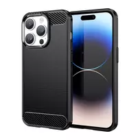 Carbon dėklas Apple iPhone 14 Pro Max flexible gel back cover dėklas telefonui juodos spalvos