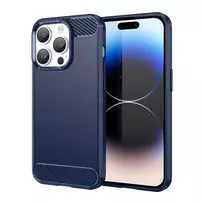 Carbon  Apple iPhone 14 Pro Max flexible gel back cover mėlynos spalvos