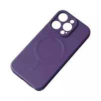MagSafe Compatible Silikoninis  Apple iPhone 15 Plus Silikoninis dėklas – violetinės spalvos