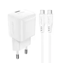 Acefast A77 Mini PD 30W GaN laidinis įkroviklis + USB-C kabelis – baltos spalvos
