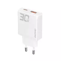 GaN Dudao A30EU 30W USB-A / USB-C laidinis įkroviklis – baltos spalvos