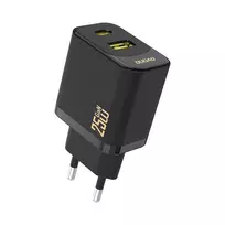 Dudao A26T GaN 25W USB-A, USB-C įkroviklis – juodos spalvos