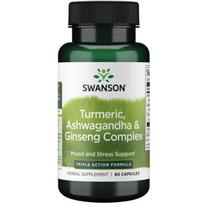 Turmeric, Ashwagandha & Ginseng Complex - N60 - Ciberžolė, ašvaganda ir ženšenis - Swanson