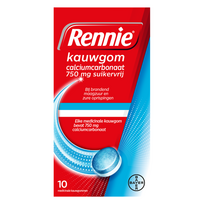 Rennie Kauwgom Calciumcarbonaat 750 mg - Suikervrij - 10 st
