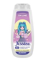 ON LINE KIDS Jessica 3w1 Šampūnas, gelis, vonios skystis - Mėlynė 400 ml