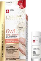 EVELINE Nail Therapy Professional Koncentruotas Nagų Kondicionierius, teikiantis spalvą 6in1 Priežiūra ir Spalva Salonų Efektas - Auksinis Spindesys