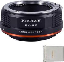 PHOLSY PK-RF objektyvo adapteris su rankiniu fokusavimu, suderinamas su "Pentax" K montavimo objektyvu ir "Canon EOS RF" fotoaparato korpusu, PK-RF