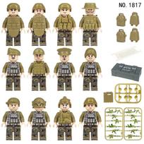 MOC Karinės serijos kamufliažinis specialiųjų pajėgų kario personažas konstruktorius žaislai beige