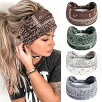 4 vnt. Boho galvos juostos moterims Madingos tamprios plačios plaukų juostos Mazgo turbanas Galvos juostos Joga Bėgimas Prakaito juosta Elastinga galvos juosta Stilingas apvyniojimas