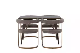 „Kaseidon“ valgomojo stalas – guminis / tamsiai rudas MDF + ryto valgomojo kėdė – juoda / juoda „Boucle“ _4