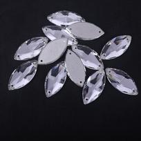 K9 Weichen Horse Eye-Shaped Flat-Bottomed Double-Hole Glass Hand-Sewn Drill, White Ab Colorful Clothing With Diamond Diy Crystal Drill 15 * 32mm 6pcs/bag