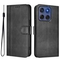Prabangus paprastų linijų odinis dėklas Motorola Moto G75 G55 G35 G45 G85 G72 Edge50 G Power su kortelių skyreliais, magnetiniu užsegimu, stovu, smūgiams atspariu atverčiamu dangteliu Moto X50 Ultra 5G juoda