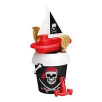 Smėlio žaislų rinkinys PIRATES ISLAND, su formomis ir laivu, 18 cm