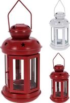 Metalinis žibintas LANTERN, raudonos/baltos, 11,5 x 21 cm, 1 vnt