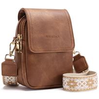 Women's PU Messenger Bag Mobile Phone Bag Multi-function Adjustable Shoulder Strap Mini Shoulder Bag 14cm*7cm*20cm šviesiai ruda spalva