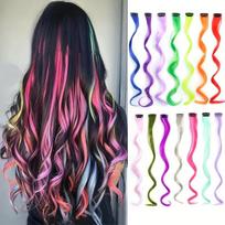 14vnt Spalvoti plaukų priauginimai mergaitėms, Crazy Hair Day Accessories, Rainbow Clip In plaukų priauginimai mergaitėms Daugiaspalviai plaukų priauginimai