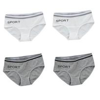 4PC Teenager Briefs Girls Underwear Cotton Briefs Sports Letters Breathable Briefs Pupils 8-12-14 Years one size