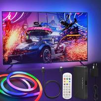 Televizoriaus apšvietimas RGBIC neoninė LED juosta 4 m HDMI 2.0 sinchronizavimo dėžutė su vaizdo ir muzikos sinchronizavimu "pasidaryk pats" 32-100 colių televizoriui ir kompiuteriui, skirta luboms, virtuvei, žaidimams