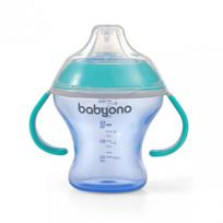 BabyOno neišsiliejantis puodelis minkštu snapeliu NATURAL NURSING mėlynas 180 ml