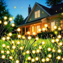 Lauko sodo saulės žibintai, 6 vnt., 10 LED, itin ryškūs, 2 šviesos režimai, saulės žibintai su šiltai balta šviesa, IP65 vandeniui atsparūs saulės žibintai, sodo puošmena