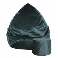 Sėdmaišis su pufu Mega Premium Terra Velour XXL, 100x130 cm, tamsiai žalias
