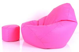 Sėdmaišis su pufu Mega Comfort XXL, dirbtinė oda, rožinis