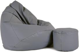 Sėdmaišis su pufu Mega Comfort XXL, dirbtinė oda, tamsiai pilkas