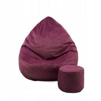 Sėdmaišis su pufu Mega Premium Cloud Velour XL, 90x120 cm, bordinis