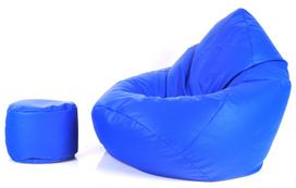 Sėdmaišis su pufu Mega Comfort XXL, dirbtinė oda, mėlynas