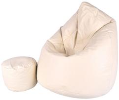 Sėdmaišis su pufu Mega Comfort XXL, dirbtinė oda, kreminis