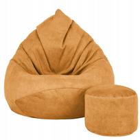 Sėdmaišis su pufu Mega Premium Terra Velour XXL, 100x130 cm, medaus spalvos