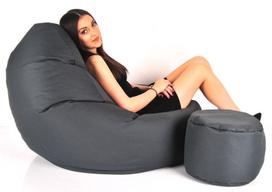 Sėdmaišis su pufu Mega Comfort XXL, kodura, grafito spalvos