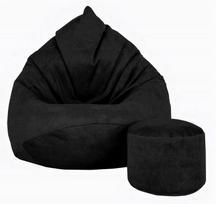 Sėdmaišis su pufu Mega Premium Terra Velour XL, 90x120 cm, juodas