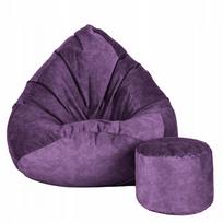 Sėdmaišis su pufu Mega Premium Terra Velour XL, 90x120 cm, tamsios slyvų spalvos