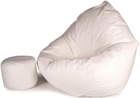 Sėdmaišis su pufu Mega Comfort XXL, dirbtinė oda, baltas