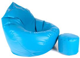 Sėdmaišis su pufu Mega Comfort XXL, dirbtinė oda, žydras