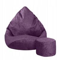 Sėdmaišis su pufu Mega Premium Terra Velour XXL, 100x130 cm, tamsios slyvų spalvos