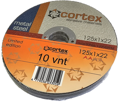 Metalo pjovimo diskai CORTEX, 125 x 1,0 x 22 mm, plienui, 10 vnt.