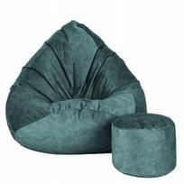 Sėdmaišis su pufu Mega Premium Terra Velour XL, 90x120 cm, tamsiai žalias