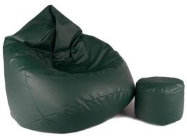 Sėdmaišis su pufu Mega Comfort XXL, dirbtinė oda, tamsiai žalias