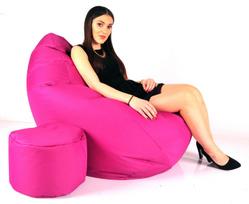 Sėdmaišis su pufu Mega Comfort XXL, kodura, fuksijų spalvos